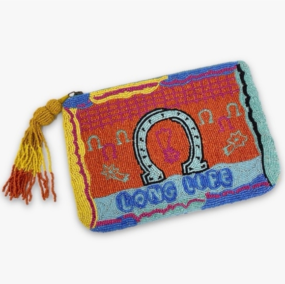 Anthropologie Handbags - Anthropologie x Natalie Lete Beaded Lucky Charm "Long Life" Clutch - multi-color